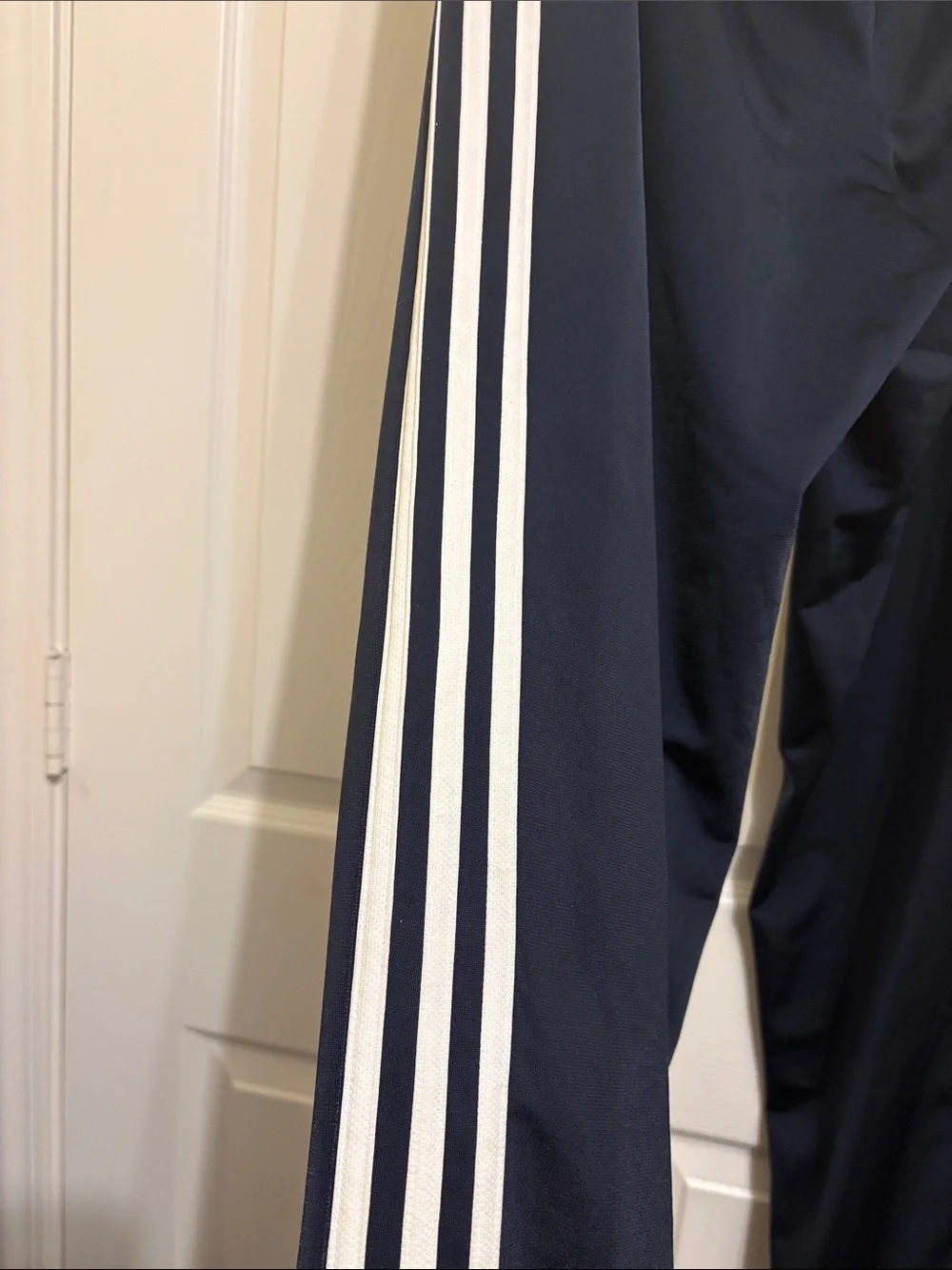 Adidas Navy Athletic Track Pants with 3 Stripes